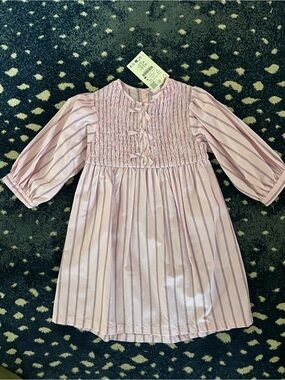 Zara Pink and Purple Striped Smocked Dress